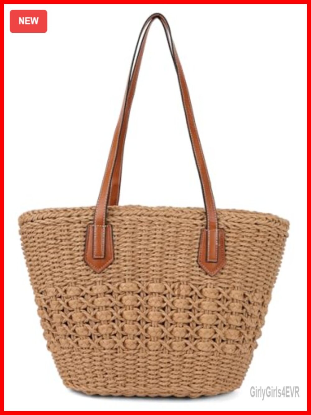 Straw Shoulder Bag Large Rattan Woven Tote Summer Beach Handbag Handmade Top